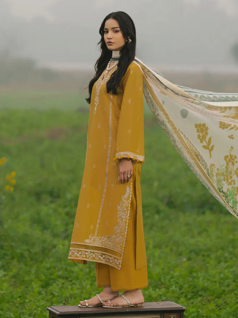 IZEL-3PC LAWN EMBROIDERED SHIRT WITH MONARK PRINT DUPATTA AND TROUSER-W.J-1670