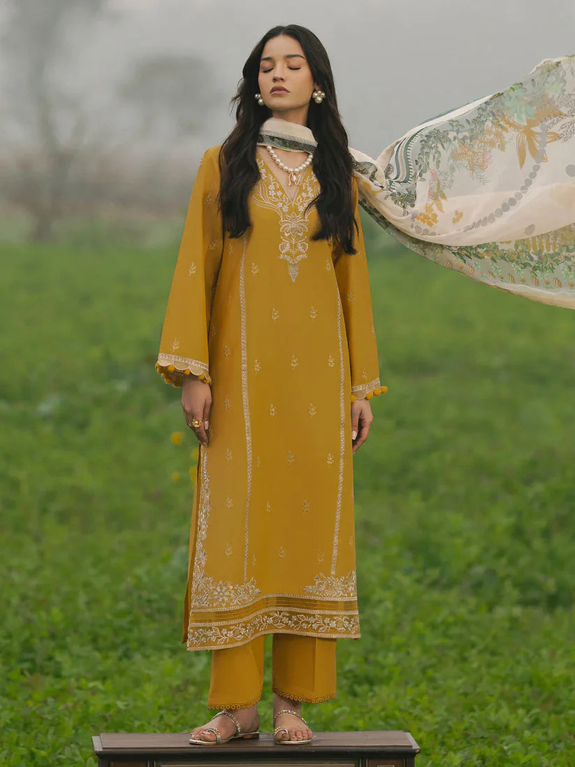 IZEL-3PC LAWN EMBROIDERED SHIRT WITH MONARK PRINT DUPATTA AND TROUSER-W.J-1670