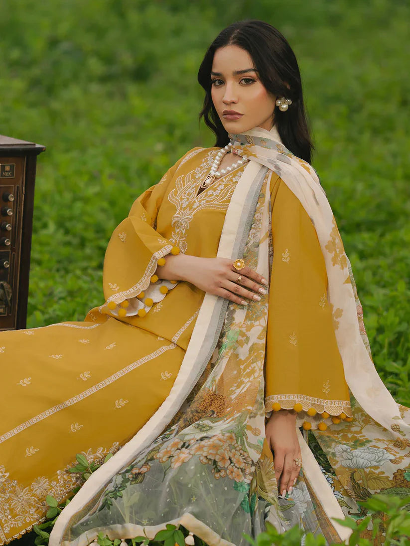 IZEL-3PC LAWN EMBROIDERED SHIRT WITH MONARK PRINT DUPATTA AND TROUSER-W.J-1670
