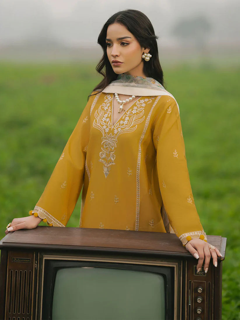 IZEL-3PC LAWN EMBROIDERED SHIRT WITH MONARK PRINT DUPATTA AND TROUSER-W.J-1670