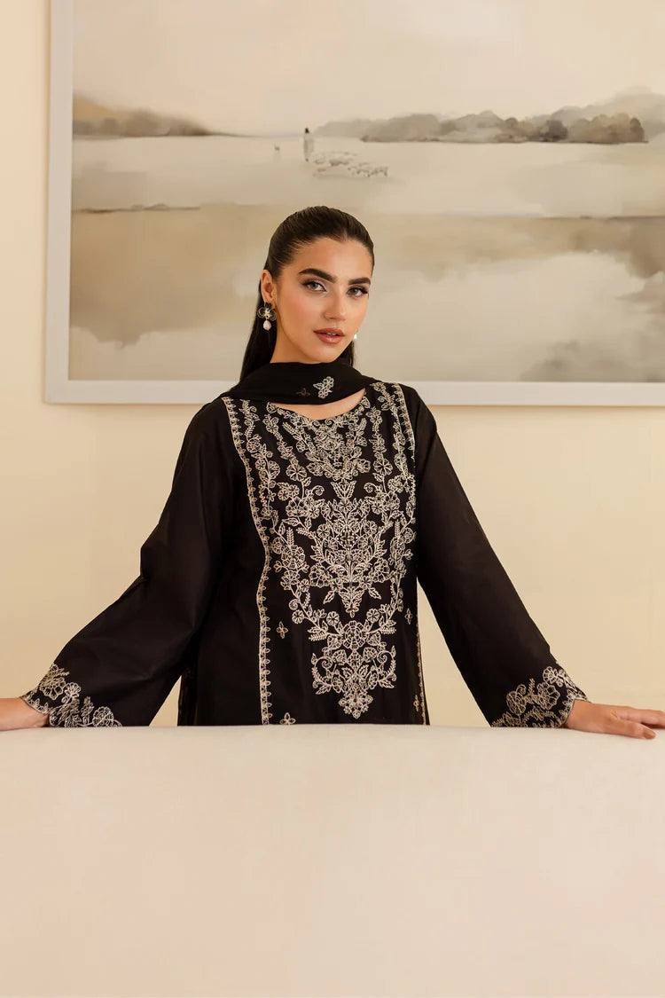 BATIK-3PC DHANAK EMBROIDERED SHIRT WITH CHIFFON EMBROIDERED DUPATTA & EMB TROUSER-WJ-1929