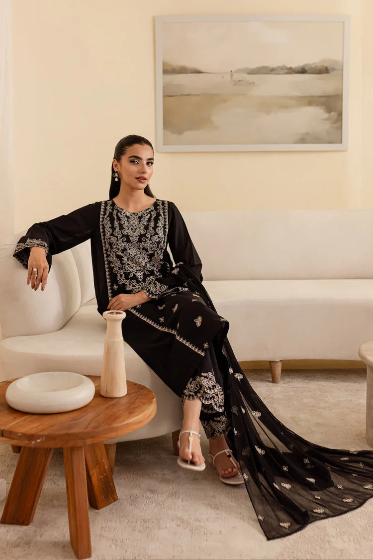 BATIK-3PC DHANAK EMBROIDERED SHIRT WITH CHIFFON EMBROIDERED DUPATTA & EMB TROUSER-WJ-1929