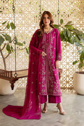 BATIK-3PIECE DHANAK SEQUINS EMBROIDERED SHIRT WITH CHIFFON EMBROIDERED DUPATTA AND TROUSER-W.J-5076