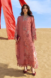 RANG RASIYA-3PC DHANAK CHIKAAN EMBROIDERED SHIRT WITH DHANAK EMBROIDERED SHAWL AND TROUSER -W.J-5113