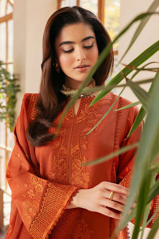 SAPPHIRE-3PC DHANAK EMBROIDERED SHIRT WITH KHADDI NET EMB DUPATTA AND TROUSER-W.J-1999
