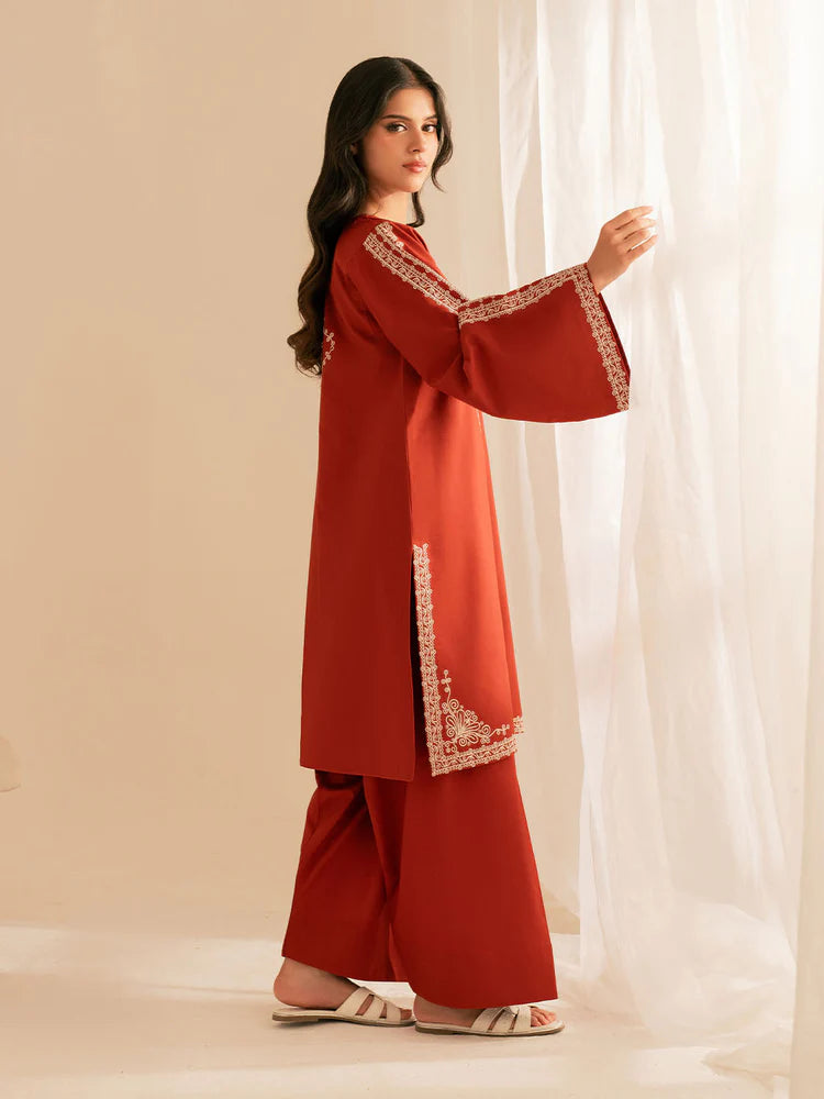 BATIK-2PC DHANAK EMBROIDRED SHIRT WITH DHANAK EMBROIDRED SLEEVES-WJ-1949
