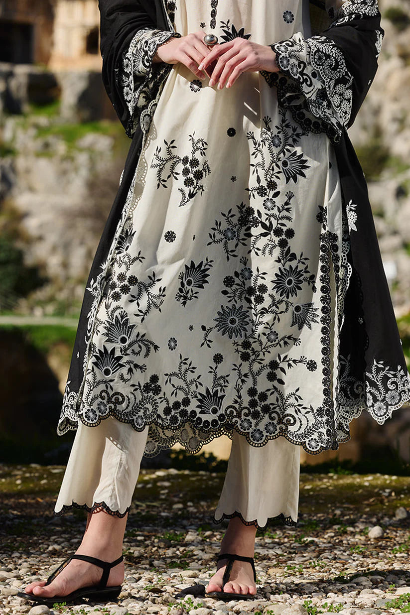 IMAGE-3PC LAWN EMBROIDERED SHIRT WITH CHIFFON EMBROIDERED DUPATTA AND EMB TROUSER-W.J-1661