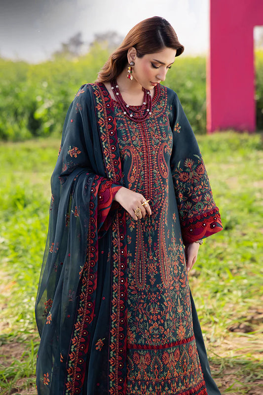 ASIM JOFA-3PC DHANAK EMBROIDERED SHIRT WITH DHANAK EMBROIDERED SHAWL AND TROUSER -WJ-1938
