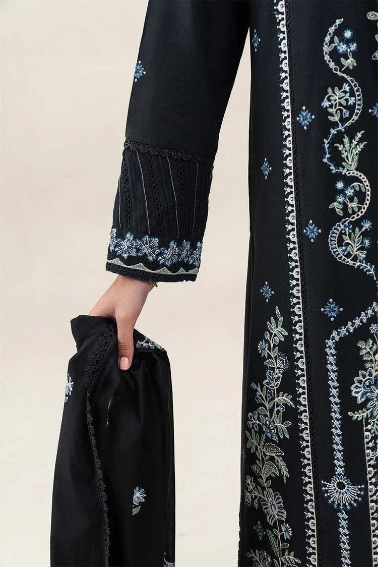 BEECHTREE-3PC KARANDI EMBROIDERED SHIRT WITH KHADDI NET EMBROIDERED DUPATTA AND EMB TROUSER-WJ-1940