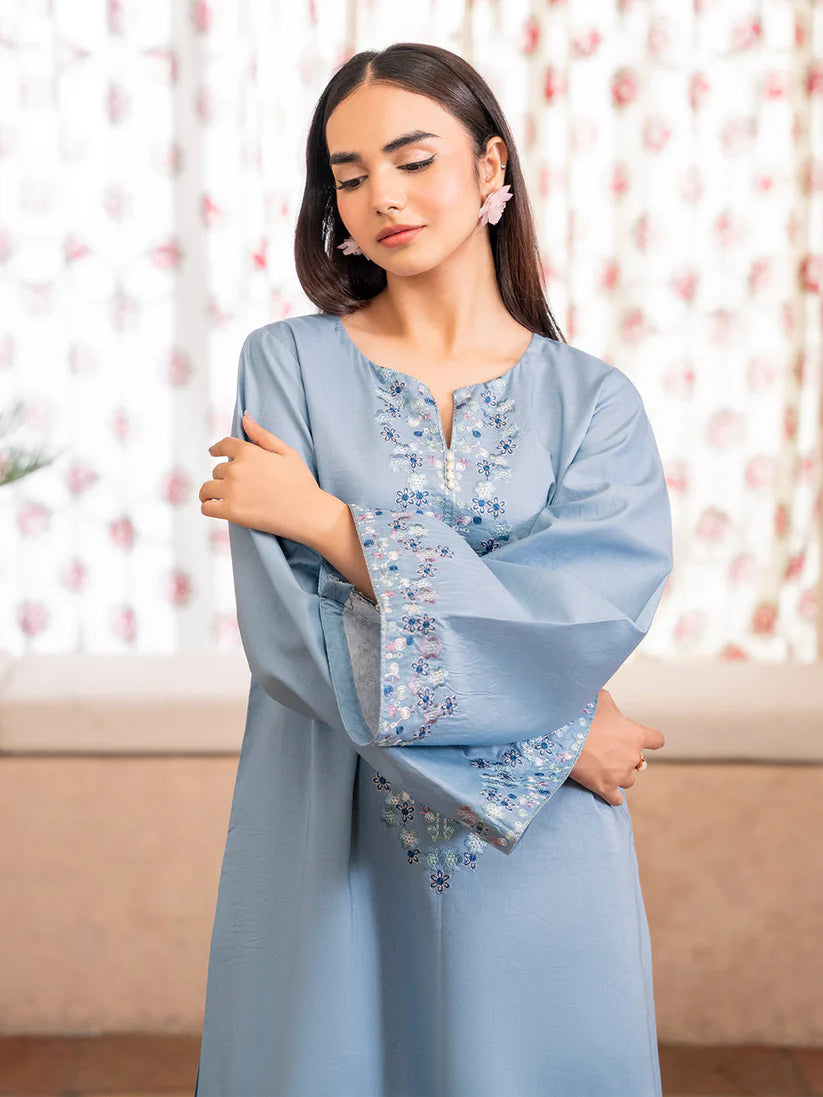 IZEL-2PC DHANAK EMBROIDERED SHIRT WITH DHANAK TROUSER-W.J-1812
