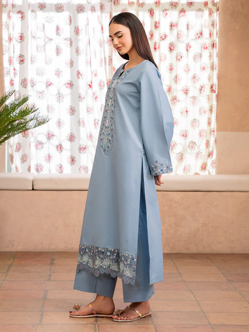IZEL-2PC DHANAK EMBROIDERED SHIRT WITH DHANAK TROUSER-W.J-1812