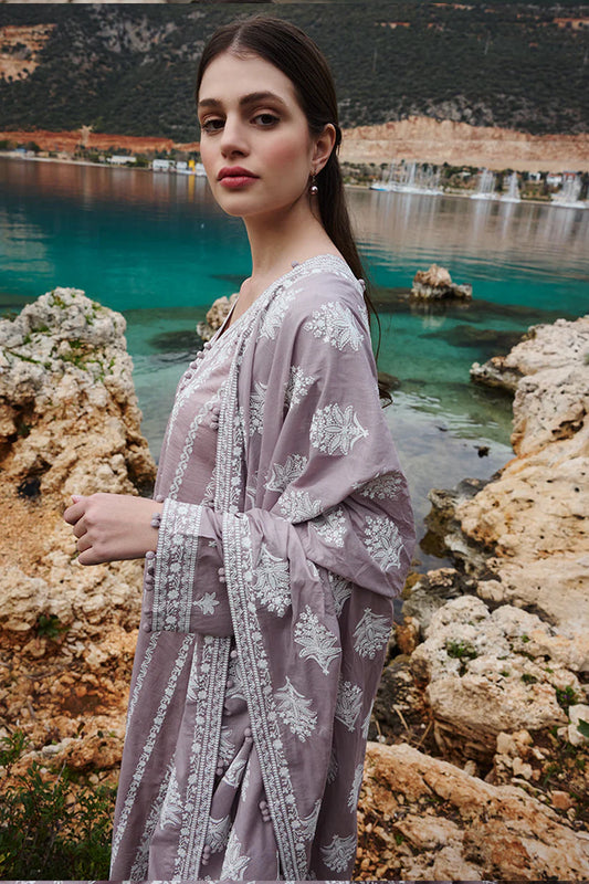 IMAGE-3PC LAWN EMBROIDERED WITH LAWN HEAVY EMBROIDERED READY TO WEAR DUPATTA -W.J-1665