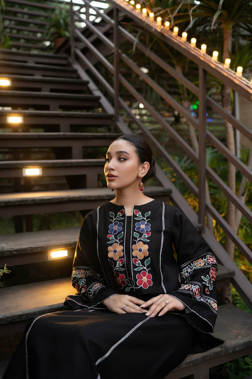 URGE-2PC DHANAK EMBROIDERED SHIRT WITH DHANAK EMB TROUSER-W.J-1799
