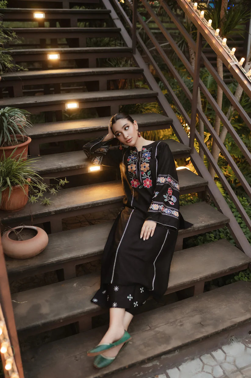 URGE-2PC DHANAK EMBROIDERED SHIRT WITH DHANAK EMB TROUSER-W.J-1799