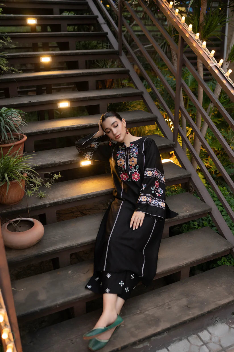 URGE-2PC DHANAK EMBROIDERED SHIRT WITH DHANAK EMB TROUSER-W.J-1799