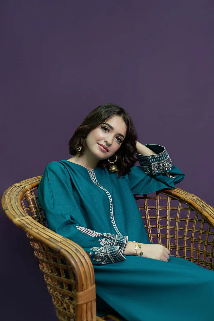 URGE-2PC DHANAK EMBROIDERED SHIRT AND EMBROIDRED TROUSER-W.J-113