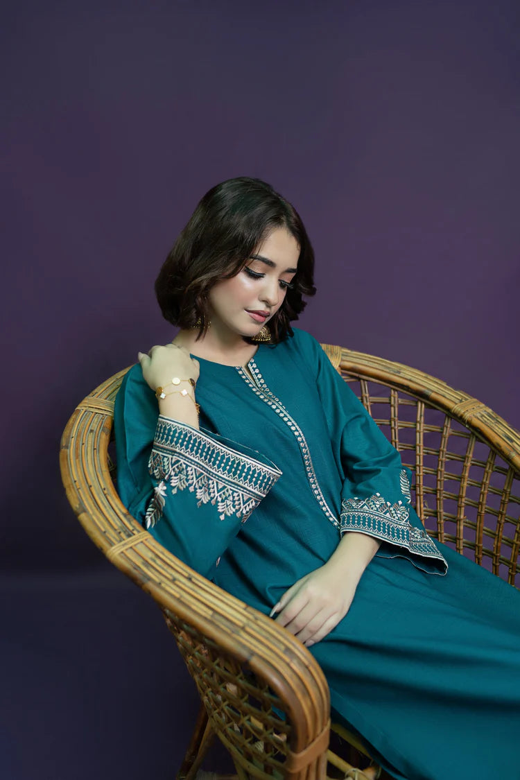 URGE-2PC DHANAK EMBROIDERED SHIRT AND EMBROIDRED TROUSER-W.J-113