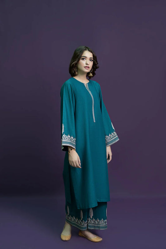 URGE-2PC DHANAK EMBROIDERED SHIRT AND EMBROIDRED TROUSER-W.J-113