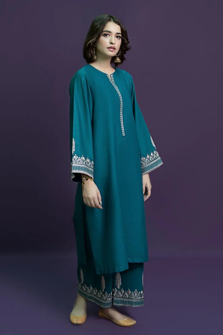 URGE-2PC DHANAK EMBROIDERED SHIRT AND EMBROIDRED TROUSER-W.J-113