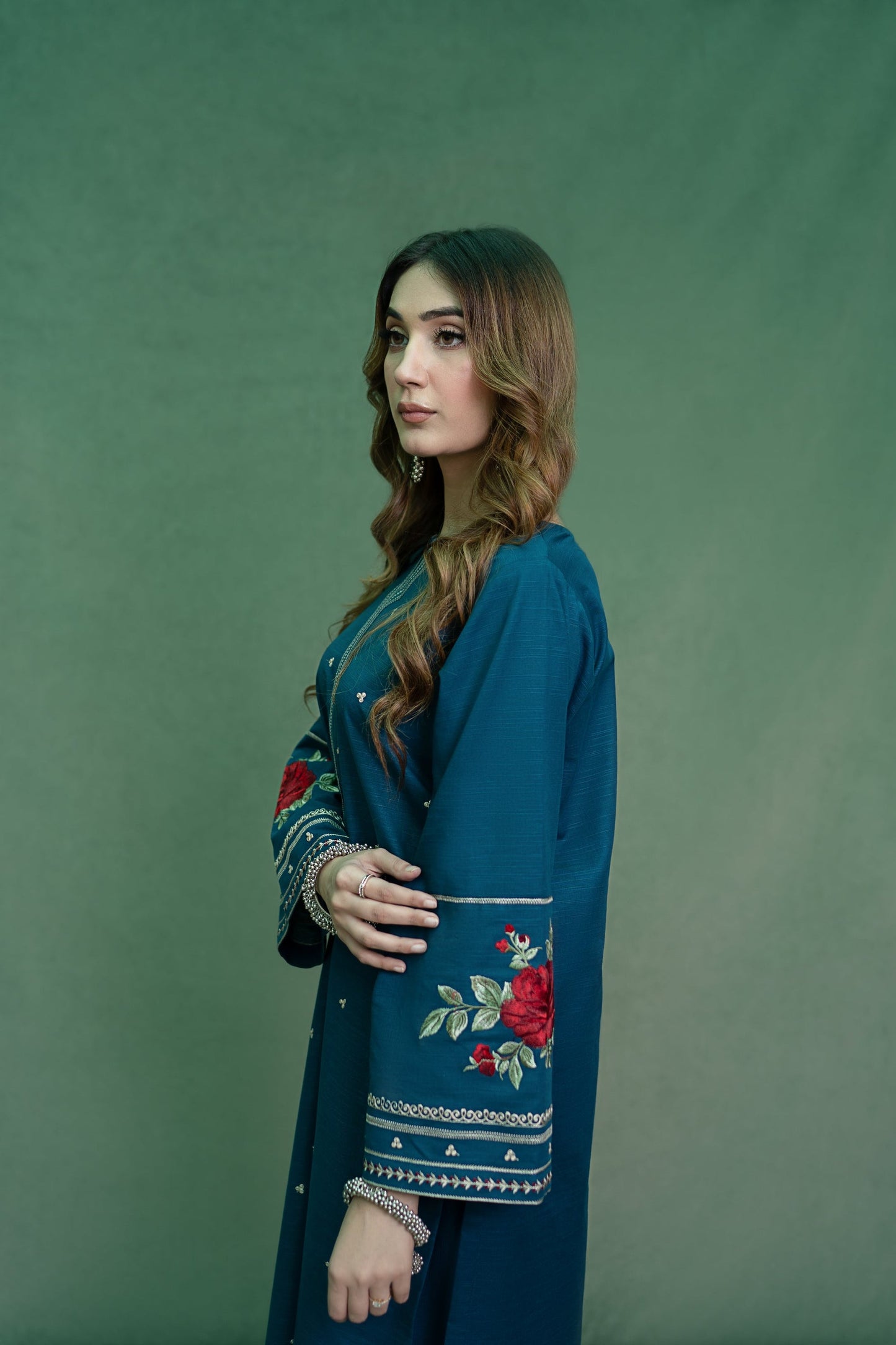 URGE-2PC DHANAK EMBROIDRED SHIRT WITH DHANAK EMBROIDRED TROUSER-W.J-1509