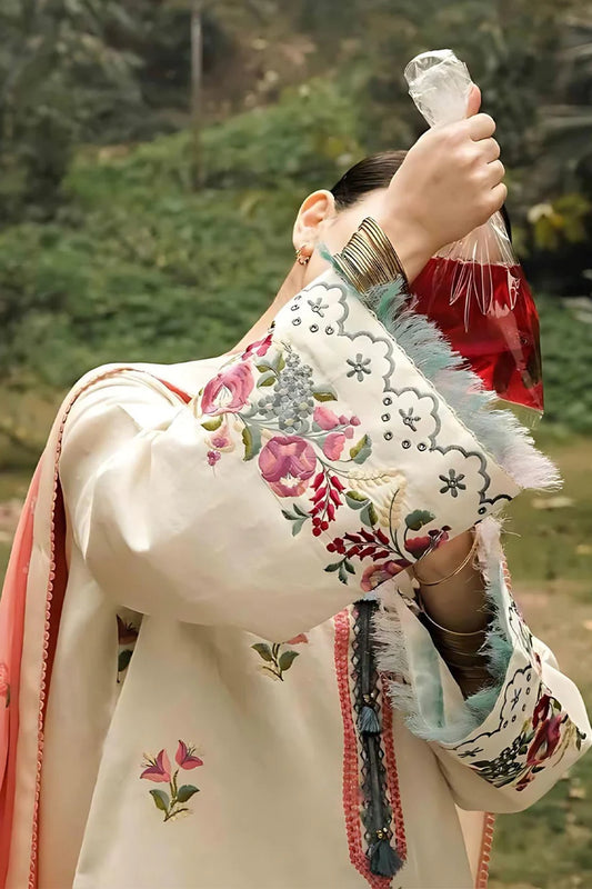 ZARASHAHJAHAN- 3PC DHANK EMBROIDERED SHIRT WITH COUTRAI WOOL SHAWL & TROUSER-W.J-1797