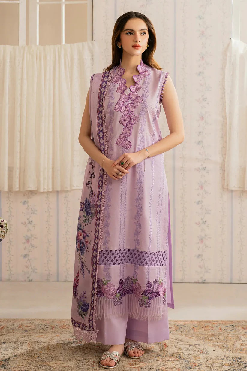 ASIFA NABEEL-3PC LAWN EMBROIDERED SHIRT WITH MONARK PRINTED DUPATTA AND TROUSER-W.J-1716