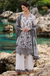 IMAGE-3PC LAWN EMBROIDERED SHIRT WITH CHIFFON PRINT DUPATTA AND EMB TROUSER-W.J-1654