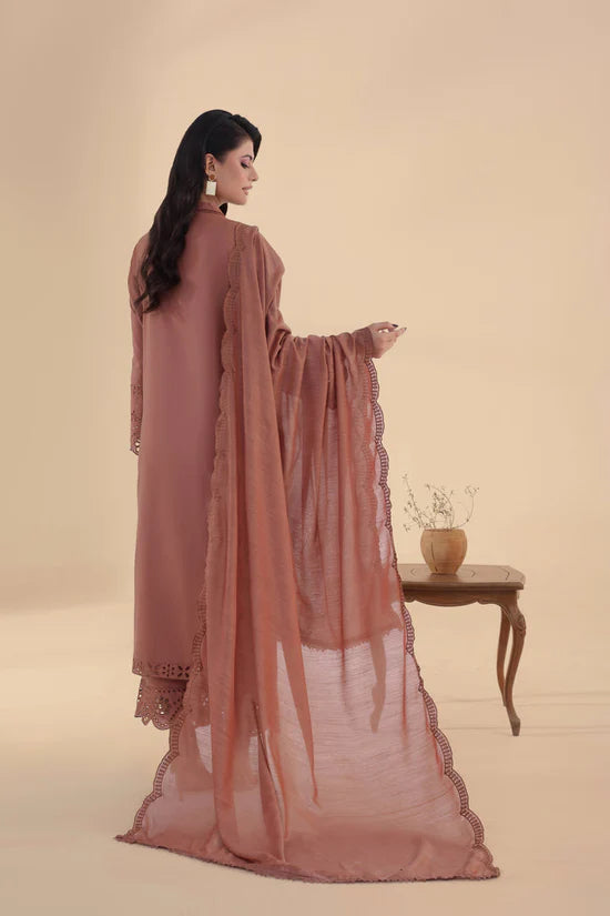 SAPPHIRE-3PC DHANAK EMBROIDERED SHIRT WITH KHADDI NET EMB DUPATTA AND TROUSER-W.J-1998