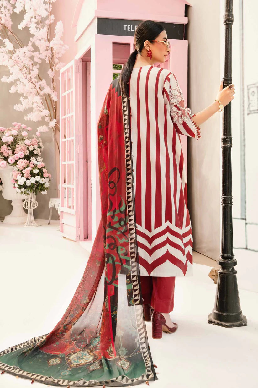 MARIA.B-3PC LAWN EMBROIDERED PRINTED SHIRT WITH CHIFFON PRINT DUPATTA AND PRINT TROUSER-W.J-1701