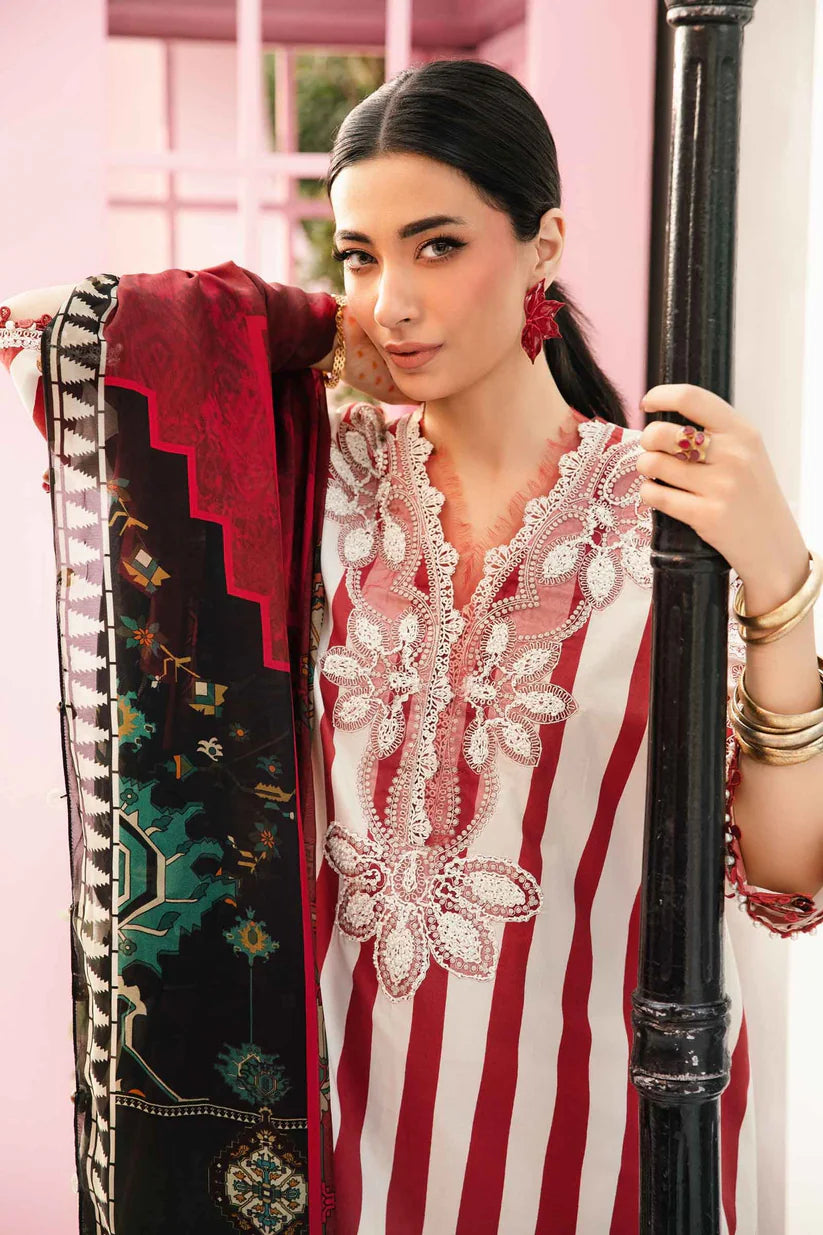 MARIA.B-3PC LAWN EMBROIDERED PRINTED SHIRT WITH CHIFFON PRINT DUPATTA AND PRINT TROUSER-W.J-1701