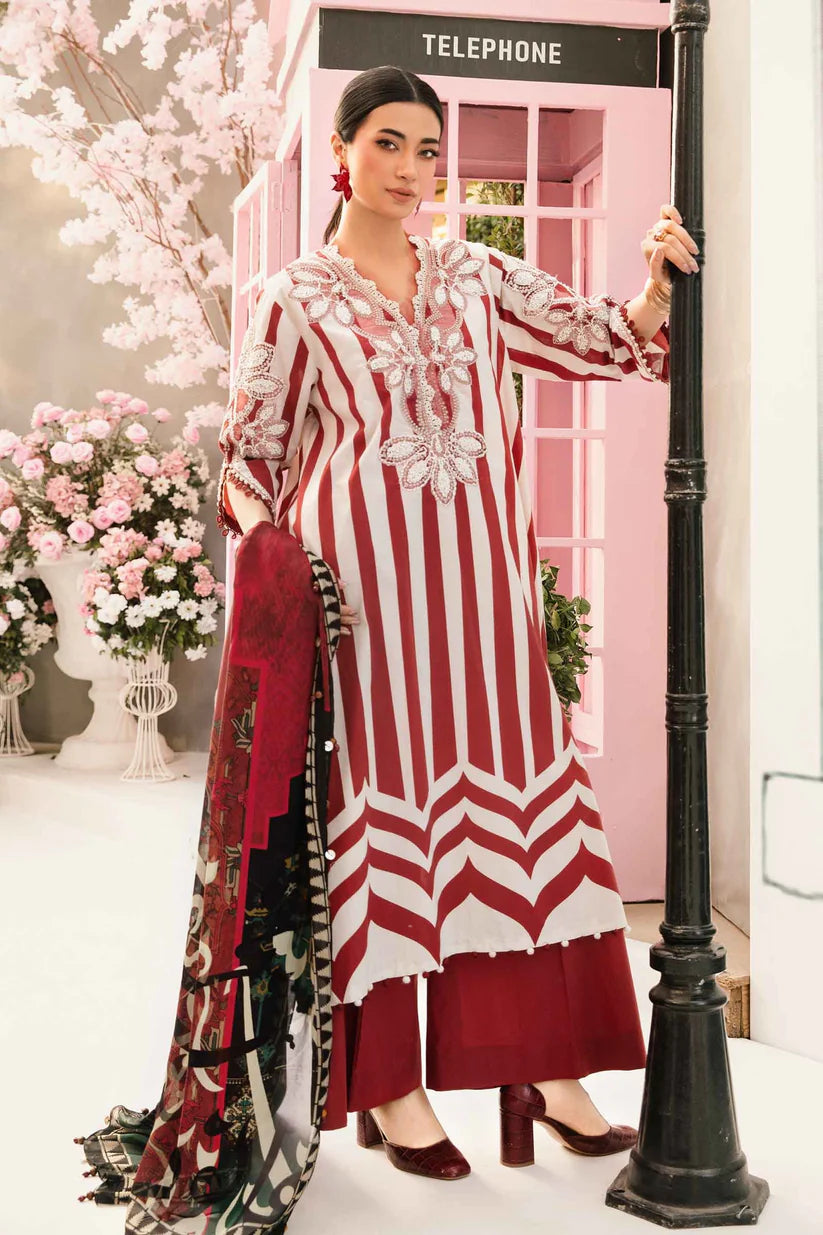 MARIA.B-3PC LAWN EMBROIDERED PRINTED SHIRT WITH CHIFFON PRINT DUPATTA AND PRINT TROUSER-W.J-1701