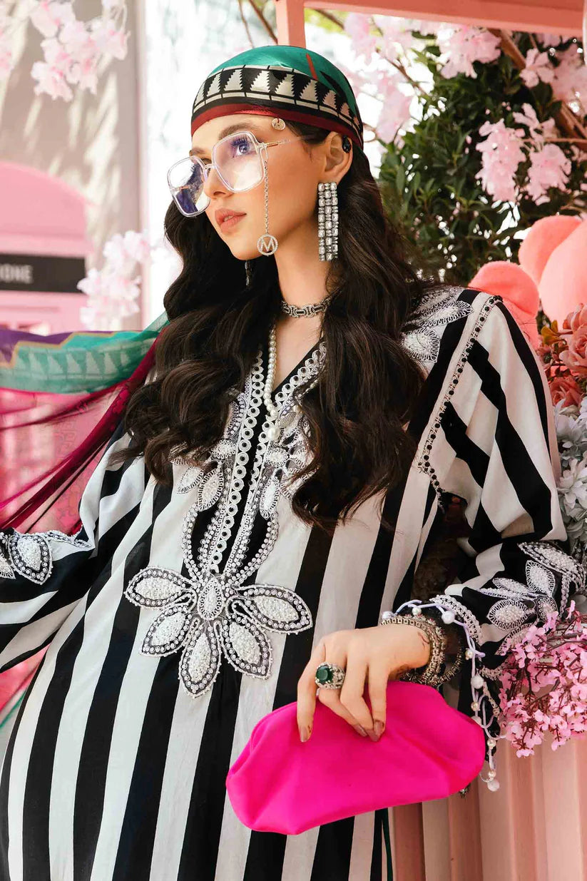 MARIA.B-3PC LAWN EMBROIDERED PRINTED SHIRT WITH CHIFFON PRINT DUPATTA AND PRINT TROUSER-W.J-1702