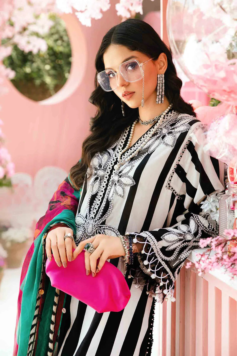MARIA.B-3PC LAWN EMBROIDERED PRINTED SHIRT WITH CHIFFON PRINT DUPATTA AND PRINT TROUSER-W.J-1702