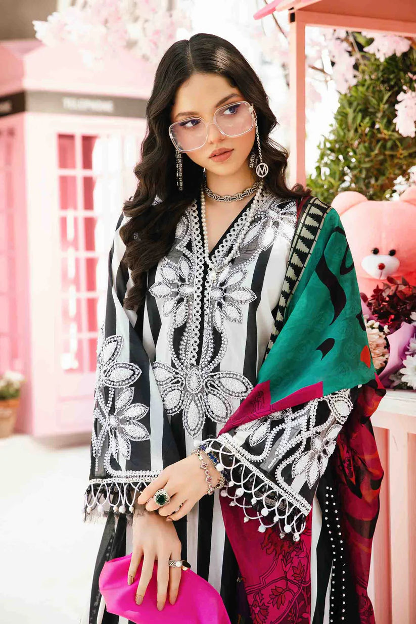 MARIA.B-3PC LAWN EMBROIDERED PRINTED SHIRT WITH CHIFFON PRINT DUPATTA AND PRINT TROUSER-W.J-1702