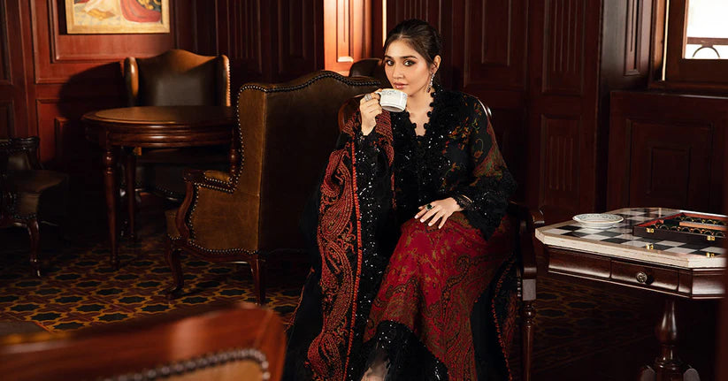 MARIA.B-3PC LAWN PRINTED EMB SHIRT WITH CHIFFON PRINT DUPATTA AND PRINT TROUSER-W.J-1784