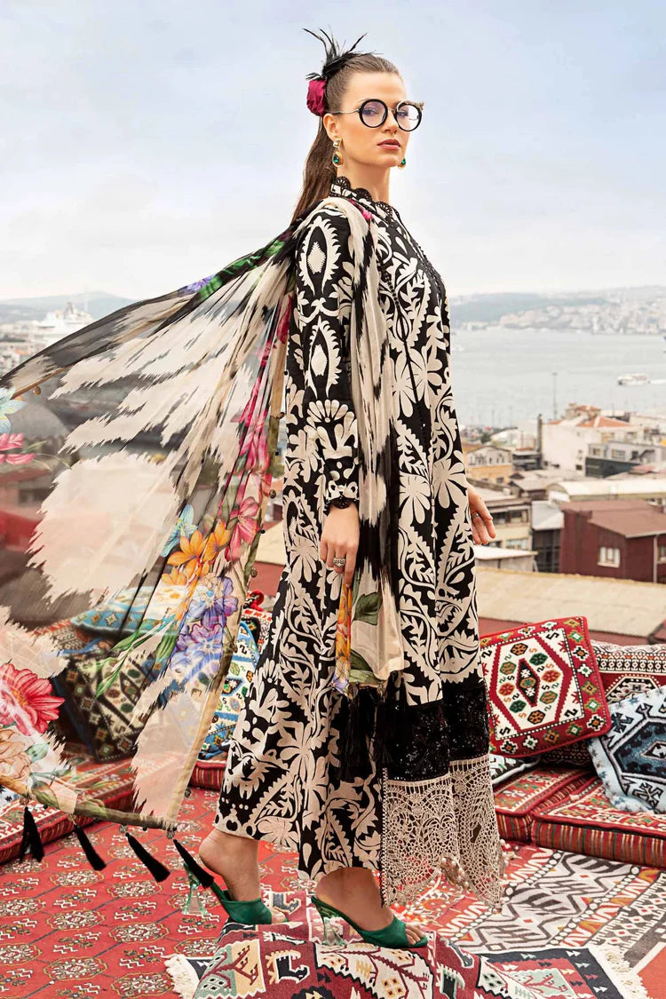 MARIA.B-3PC KHADDAR PRINTED EMB SHIRT WITH KHADDAR PRINTED DUPATTA AND PRINTED TROUSER-W.J-1966