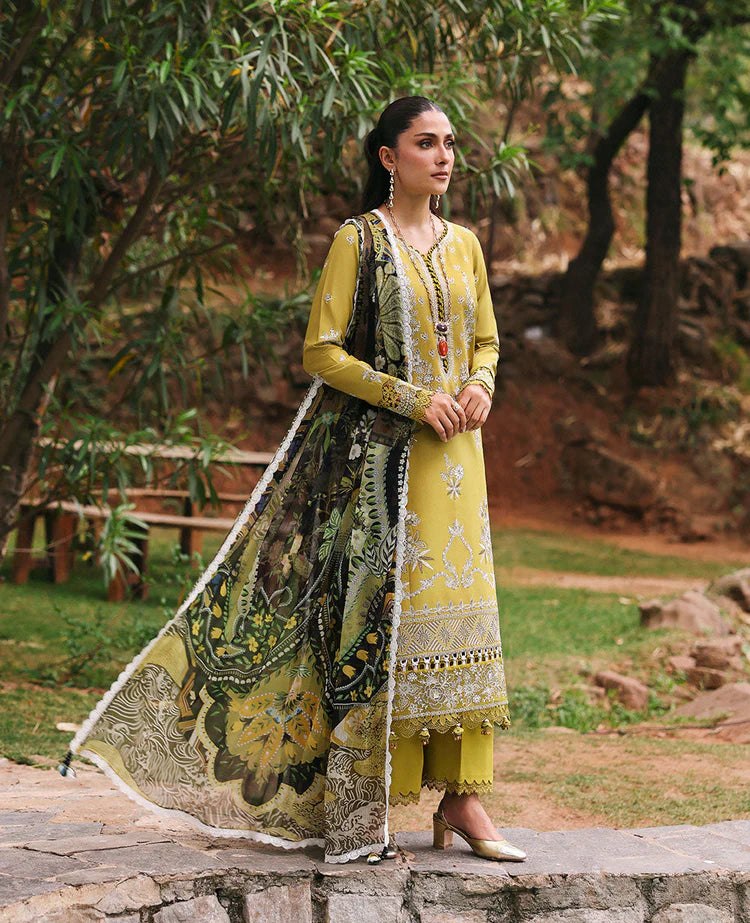 REPUBLIC WOMENSWEAR-3PC DHANAK EMBROIDERED SHIRT WITH COURTRAI PRINTED SHAWL & DHANAK TOUSER-W.J-1992
