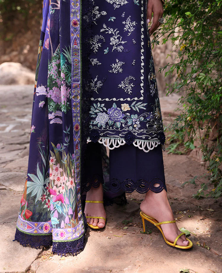 REPUBLIC WOMENSWEAR-3PC DHANAK EMBROIDERED SHIRT WITH COURTRAI PRINTED SHAWL & EMB TOUSER-W.J-1993