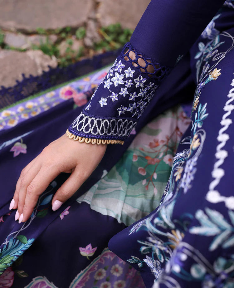 REPUBLIC WOMENSWEAR-3PC DHANAK EMBROIDERED SHIRT WITH COURTRAI PRINTED SHAWL & EMB TOUSER-W.J-1993