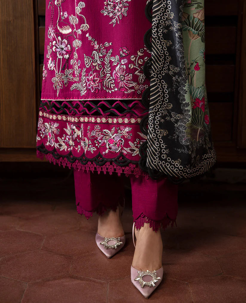 REPUBLIC-3PC DHANAK SEQUENCE EMBROIDERED SHIRT WITH COURTRAI PRINTED SHAWL & DHANAK TOUSER_W.J-1898