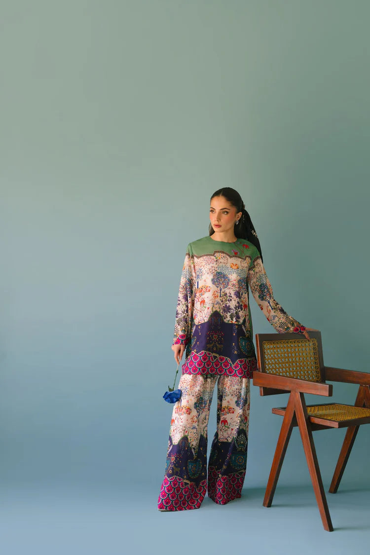 BRANDSINN-2PC SHAMOZE SILK PRINTED SHIRT & SHAMOZE SILK PRINTED TROUSER-W.J-1984