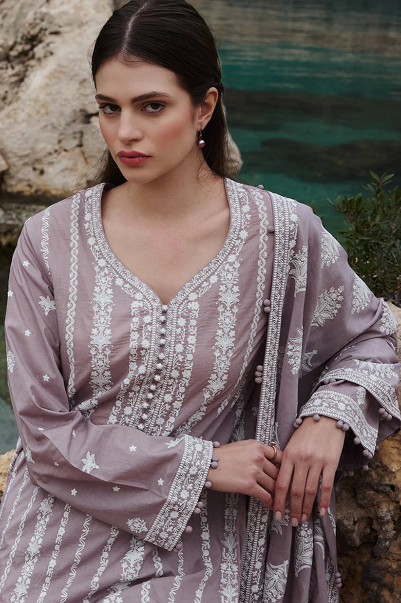 IMAGE-3PC LAWN EMBROIDERED WITH LAWN HEAVY EMBROIDERED READY TO WEAR DUPATTA -W.J-1665