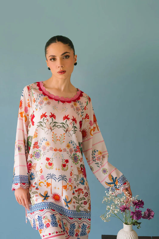 BRANDSINN-2PC SHAMOZE SILK PRINTED SHIRT & SHAMOZE SILK PRINTED TROUSER-W.J-1985