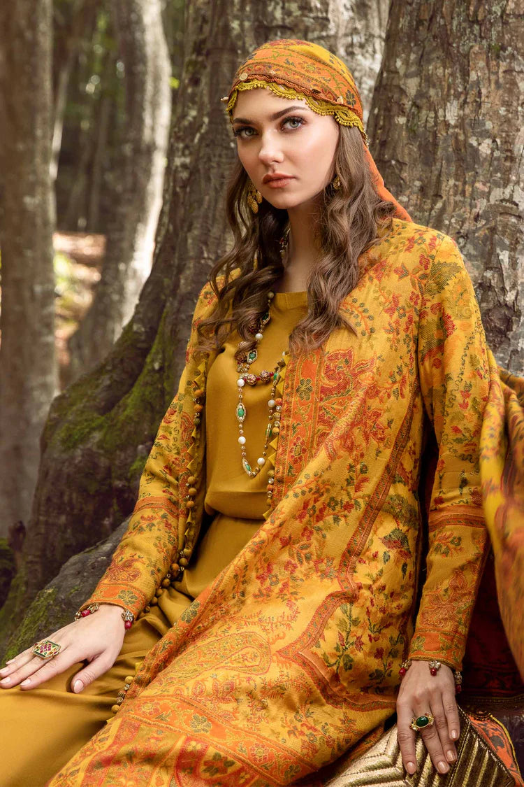 MARIA.B-3PC KARANDI EMBROIDERED SHIRT WITH COURTRAI PRINTED SHAWL AND TROUSER-W.J-2056