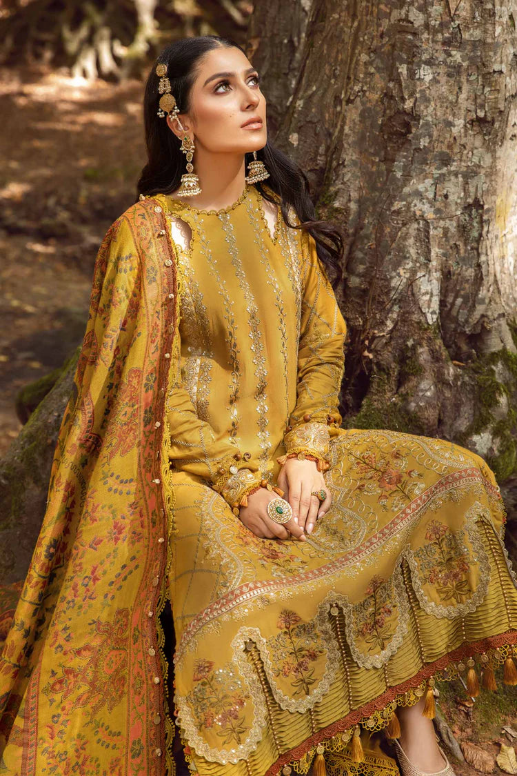 MARIA.B-3PC KARANDI EMBROIDERED SHIRT WITH COURTRAI PRINTED SHAWL AND TROUSER-W.J-2056