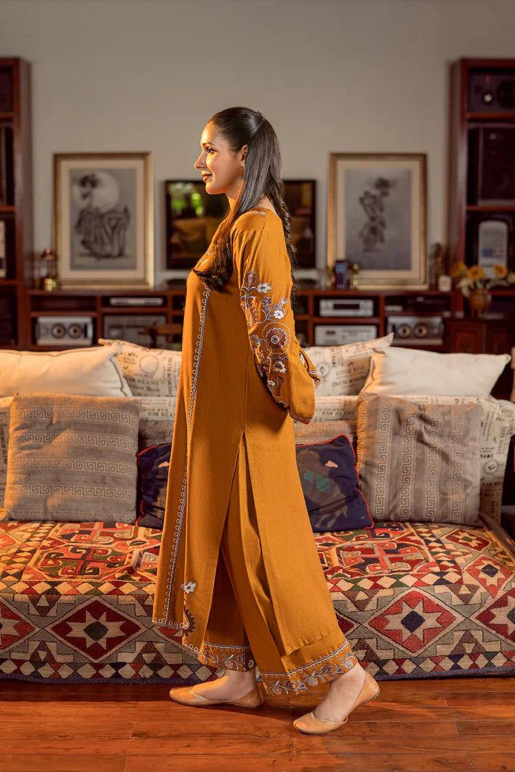 URGE-2PC DHANAK EMBROIDERED SHIRT AND EMBROIDRED SLEEVES-W.J-2033