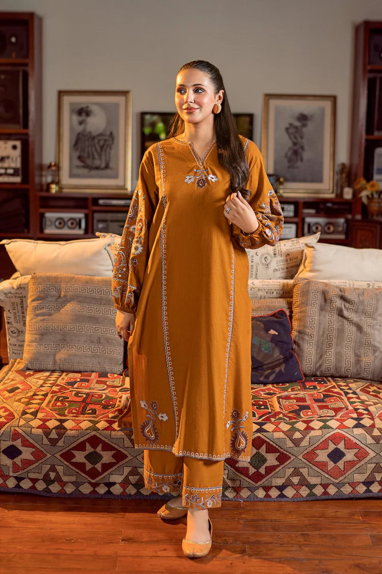 URGE-2PC DHANAK EMBROIDERED SHIRT AND EMBROIDRED SLEEVES-W.J-2033