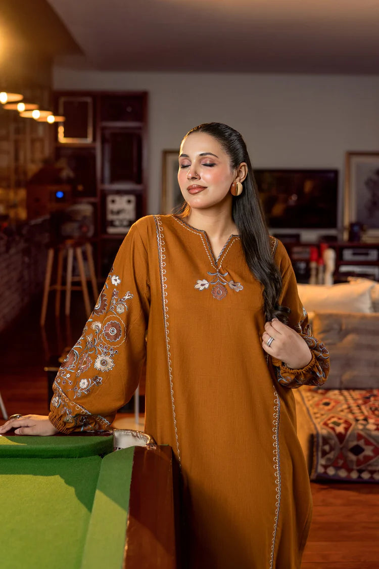 URGE-2PC DHANAK EMBROIDERED SHIRT AND EMBROIDRED SLEEVES-W.J-2033