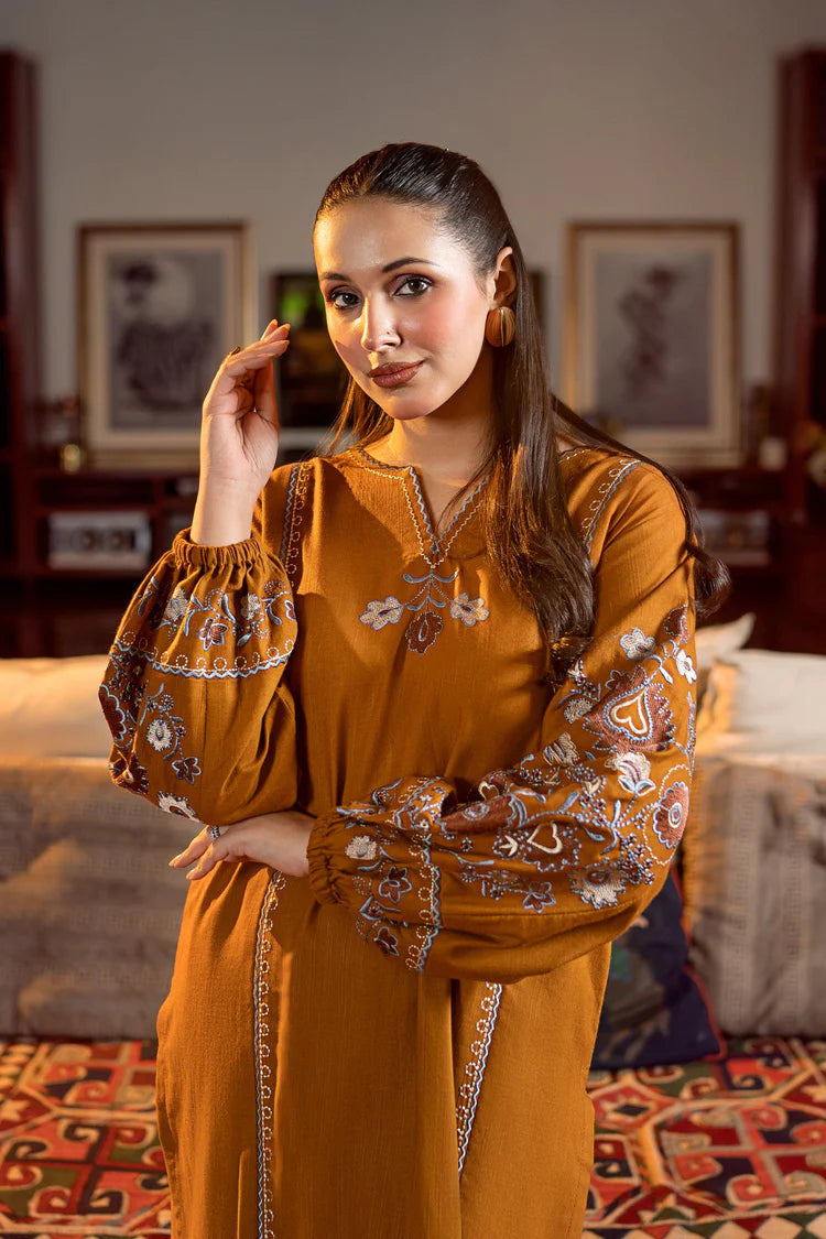 URGE-2PC DHANAK EMBROIDERED SHIRT AND EMBROIDRED SLEEVES-W.J-2033