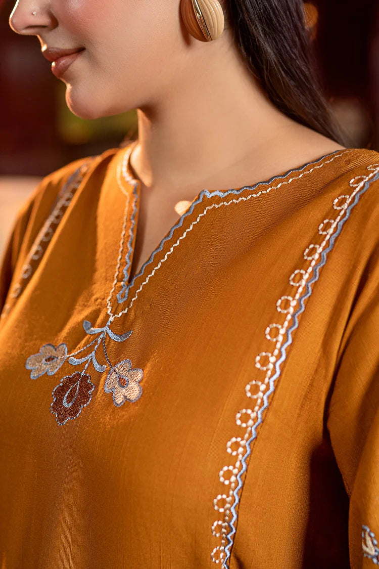 URGE-2PC DHANAK EMBROIDERED SHIRT AND EMBROIDRED SLEEVES-W.J-2033